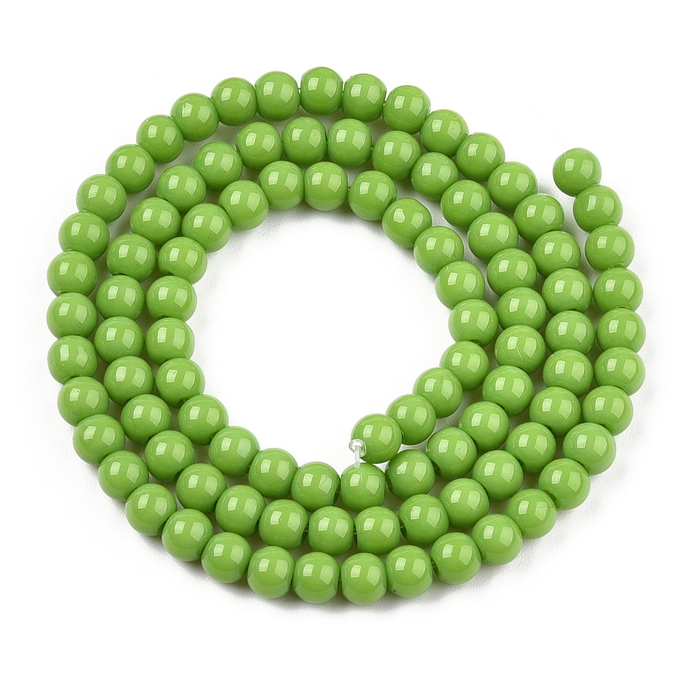 20Strand Opaque Solid Color Glass Beads Strands Round Lime Green 9.5~10mm Hole: 1.5mm about 40~42pcs/strand 14.76~15.12 inch(37.5~38.4cm)