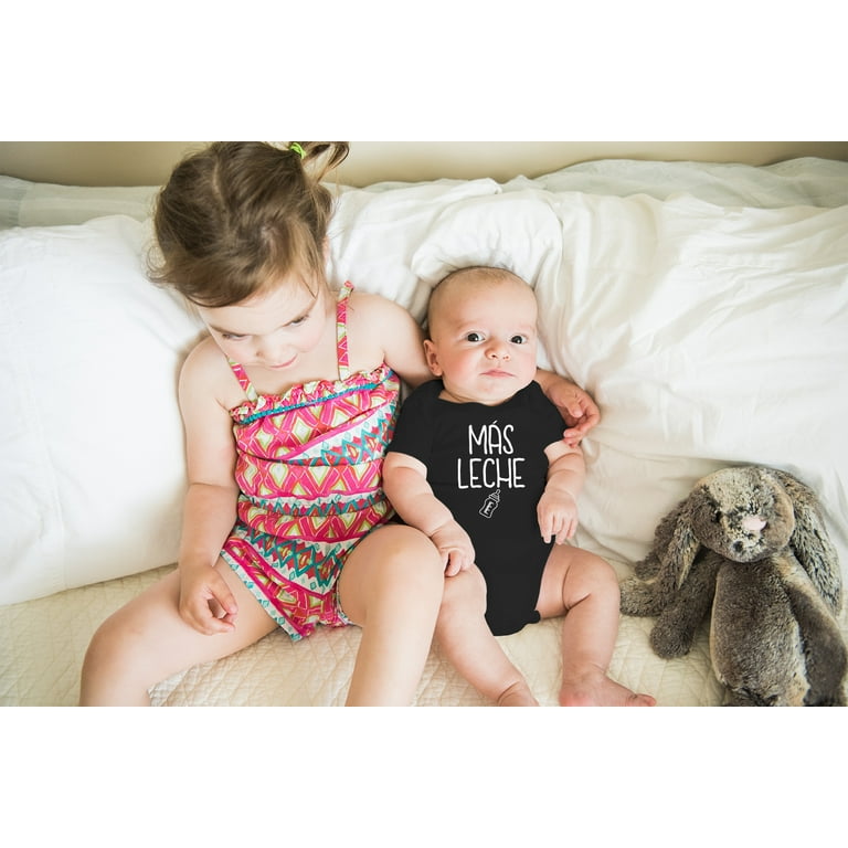 Mas Leche More Milk Funny Spanish Hungry Baby Cute One Piece Infant Baby Bodysuit