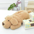 thumbnail image 4 of Caja de pañuelos de felpa suave, soporte para pañuelos con forma de animal de dibujos animados para decoración de coche, hogar y oficina (38 cm, color caqui), adorable muñeco de peluche de perro de di, 4 of 5