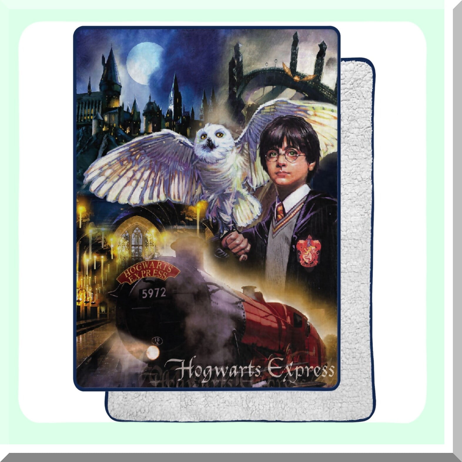Wizarding World Cozy Sherpa Throw Blanket 60 x 80 Harry Potter Montage Walmart