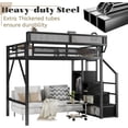 thumbnail image 4 of Mirightone Full Size Loft Bed with Stairs, Metal Loft Beds Full with Storage Shelves, Adults Loft Bed with Wardrobe, Heavy Duty High Lofted Bed,Convertible Staircase, All black, 4 of 10