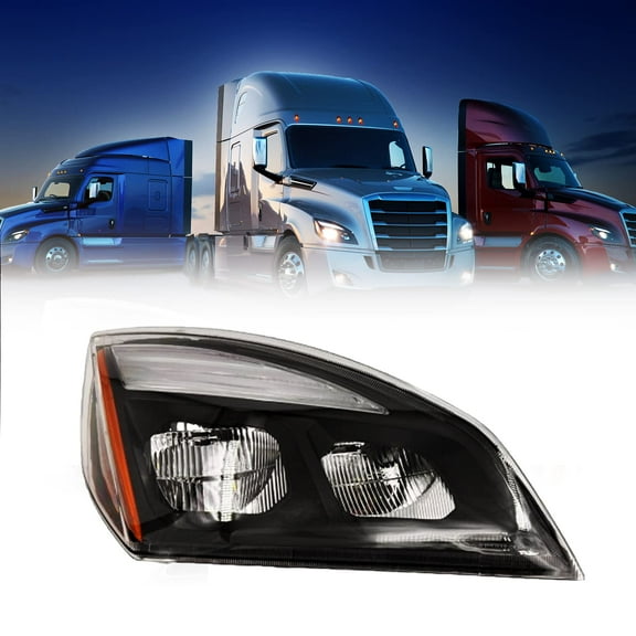 Passenger Side Black LED Headlight for Freightliner Cascadia 2018 2019 2020 2021