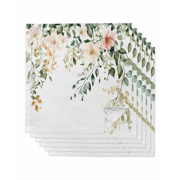 nqOlkjepod Sage Green Eucalyptus Cloth Napkins Set of 6 Reusable Dinner Napkins, Vintage Spring Floral Leaves Cocktail Napkin Washable Table Napkins for Wedding/Holiday Party/Baby Shower 20"x20"