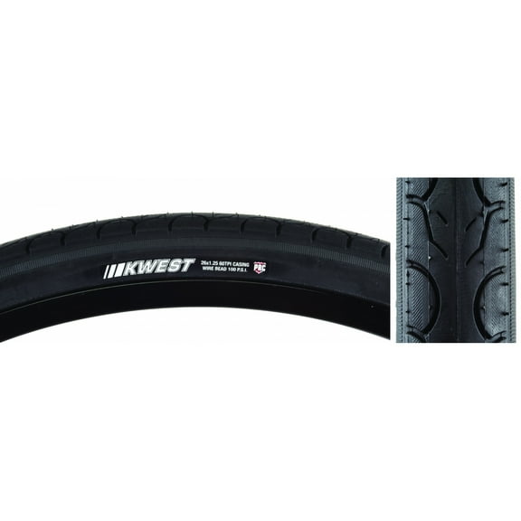 Kenda Kwest Tire - 26 x 1.25, Clincher, Wire, Black/Black