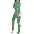 thumbnail image 4 of VerPetridure Women's Christmas Long Sleeve Button Down Jumpsuits for Women Elk Print Casual One Piece Pajamas Outfits Straight Leg Long Pants Home Sleepwear, 4 of 6