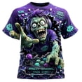thumbnail image 2 of FASHOFT Men's Halloween Graphic T-Shirt Skeleton Pumpkin Zombie Gothic Scary Graphic Tee Funny Short Sleeve Shirt Dark Purple S, 2 of 4