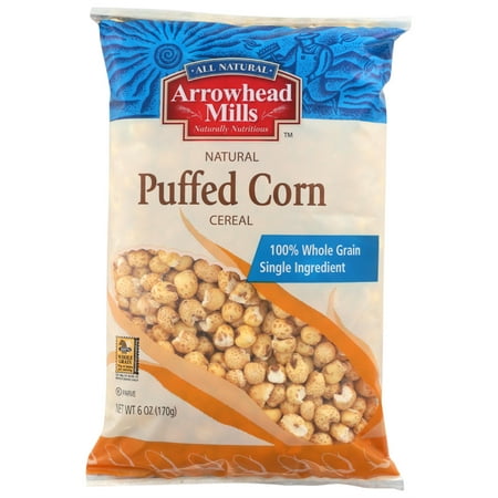 (12 pack) (12 Pack) Arrowhead Mills Natural Puffed Corn Cereal, 6 Oz