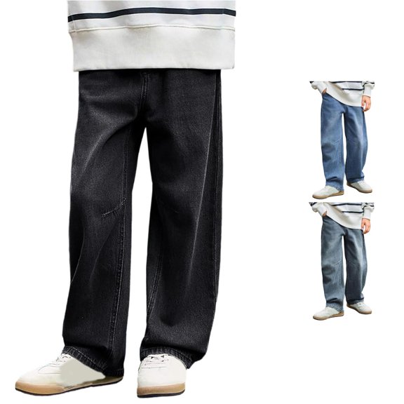 WAYUTE Boys Pants Classic Solid Color Jeans Pants Stretch Fit Trousers with Reinforced Knees Durable for Kids Youth School Wear Outdoor Casual,13-14 Y,Black