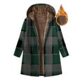 thumbnail image 2 of Plaid Hooded Jacket for Woman Casual Loose Fleece Lined Coat Fuzzy Thick Warm Fall Winter Outerwear New Womens Lightweight Jackets Army Green XXL, 2 of 6