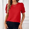 thumbnail image 2 of Stichou Women's Puff Short Sleeve Tops Spring Summer 2026 Crew Neck Trendy Outfits Casual T Shirts Beach Vacation Fashion Clothing Red S, 2 of 6