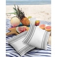 thumbnail image 3 of Pack of 2 Outdoor Pillow Covers, Colorful Stripes Grey Wood Texture White Waterproof Square Throw Pillowcase Cushion Decorative Pillow Covers for Couch Patio Tent, 18x18 in, 3 of 6