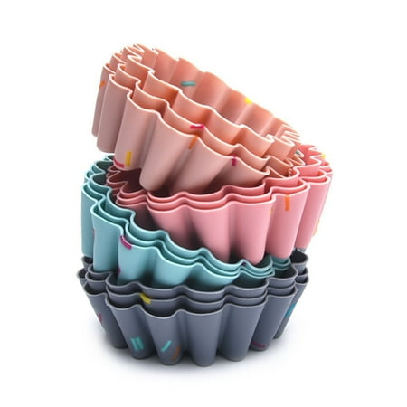 

Set of 6 Silicone Cake Moulds Muffin Mould Cupcake Molds Dessert Baking Tray