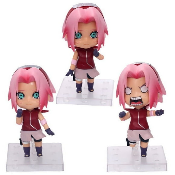 Naruto Haruno Sakura Q Version Clay Figure Model 3Pcs Graduation Gift Home Decoration 3.94 inch