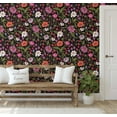 thumbnail image 5 of S4sassy Self-Stick Decorative Wallpaper, Vibrant Wildflower Bloom Wall Paper, Vinyl Waterproof Contact Paper, Black, 25"x360" Removable Renter Friendly Wall Covering For Bedroom, Dining room, 5 of 9