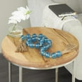 thumbnail image 2 of DecMode Handmade Round Blue Glass Garland with Tassel with Knotted Brown Jute, 2 of 17