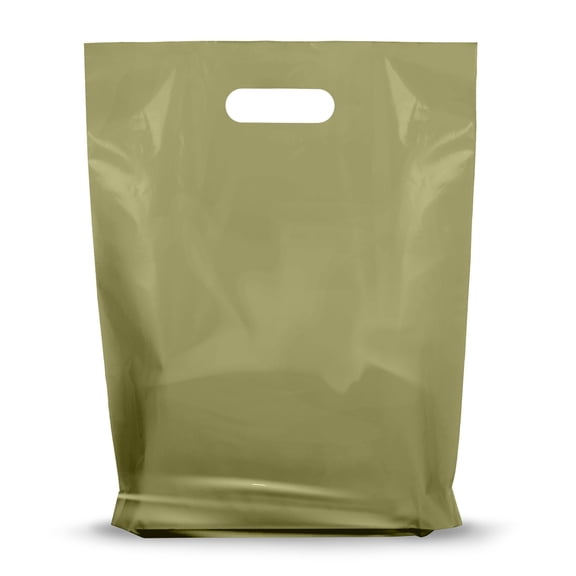 Olive Merchandise Plastic Glossy Retail Bags 100 Pack 9" x 12" with 1.25 mil Thick