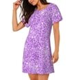 thumbnail image 2 of Susaid Lilac Glittering Pattern Sleep Shirts for Women Short Sleeve Night Shirts for Sleeping Pullover Nightgown Soft Nightdress, 2 of 6