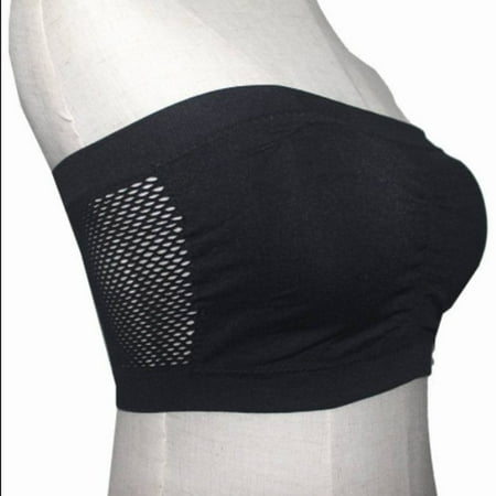 

Wireless Bra Strapless Bras Bust Bandeau Padded Seamless Tube Top Intimate with Good Elasticity Basic Style for Evening Dress black hollow back