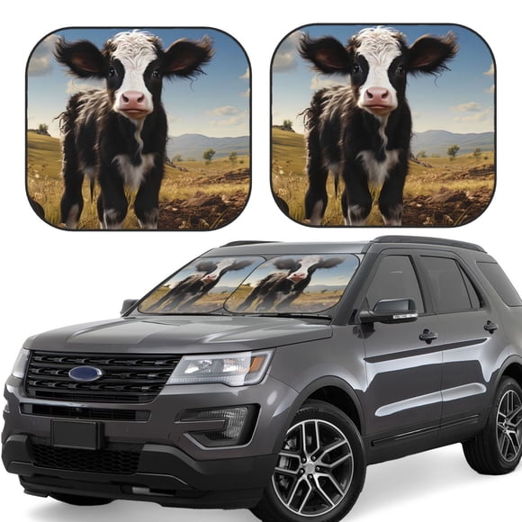 Wukai Cute Prairie Cow Car Front Windshield Sun Shade,Sun Visor Shield Block Automotive Interior Protector Blocks UV Rays-Medium