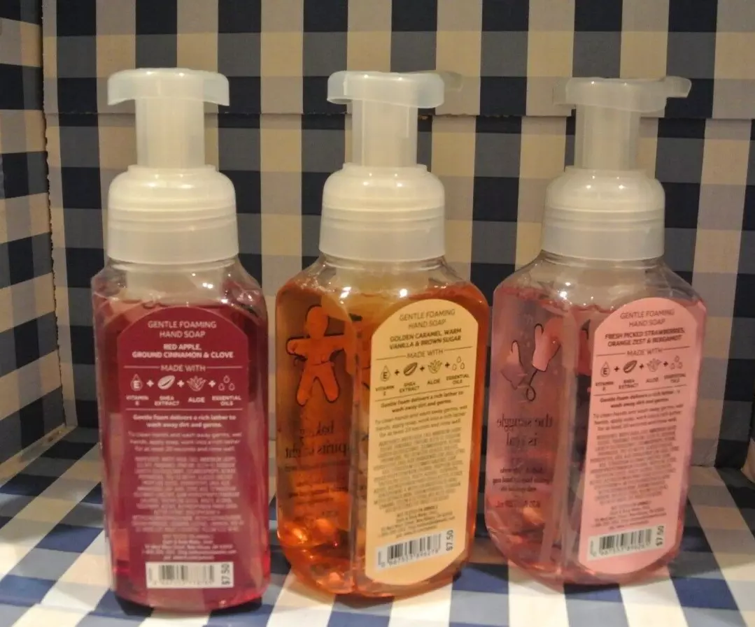 Bath & Body Works Holiday Trio 3- pack Assorted Winter Holiday Design Gentle Foaming Hand Soaps Set, 8.75 oz. Each