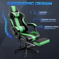 thumbnail image 3 of Luxvie Gaming Chair with Footrest High Back Ergonomic Computer Gamer Chair with Massage and Headrest Lumbar Support Swivel Office Game Chair for Adults, Green, 3 of 7