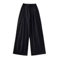 thumbnail image 6 of HAOTAGS Pants for Girls, Casual Lightweight Loose Waist Straight-leg Summer Pants Black 12 Years, 6 of 7
