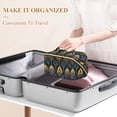 thumbnail image 3 of FORMRS Makeup Bag Travel Cosmetic Organizer for Women Fold Flat Zipper Pouch with Handle, Navy Blue Art Pattern, 3 of 8