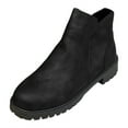 thumbnail image 2 of Chelsea Boots Women Platform Lug Sole Chunky Heel Leather Ankle Booties Fashion Round Toe Fall Boots, 2 of 7