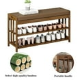 thumbnail image 2 of TEAFIRST 3-Tier Shoe Rack Bench, Stable Shoe Organizer with Cushion for Entryway Living Room, Brown, 2 of 7
