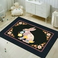 Border British Style Easter Bunny Flowers Dark Blue Living Room Bedroom