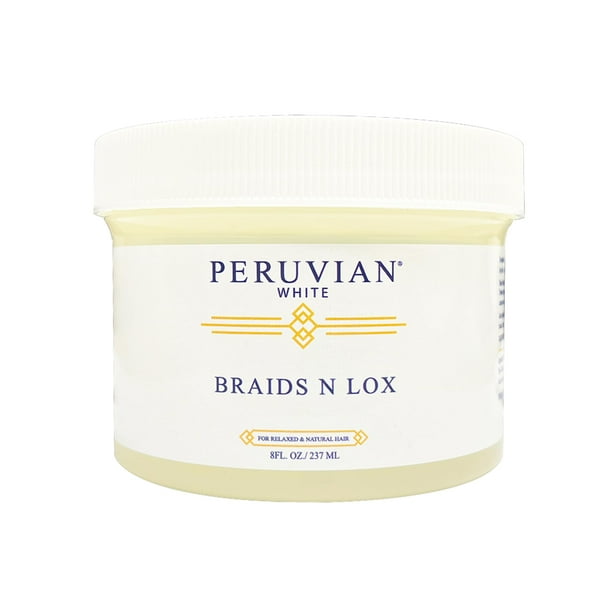 Gel para trenzas y bordes de color blanco peruano para cabello relajado y natural (FIJACIÓN EXTRA) 8 oz. (Normal sin perfume)