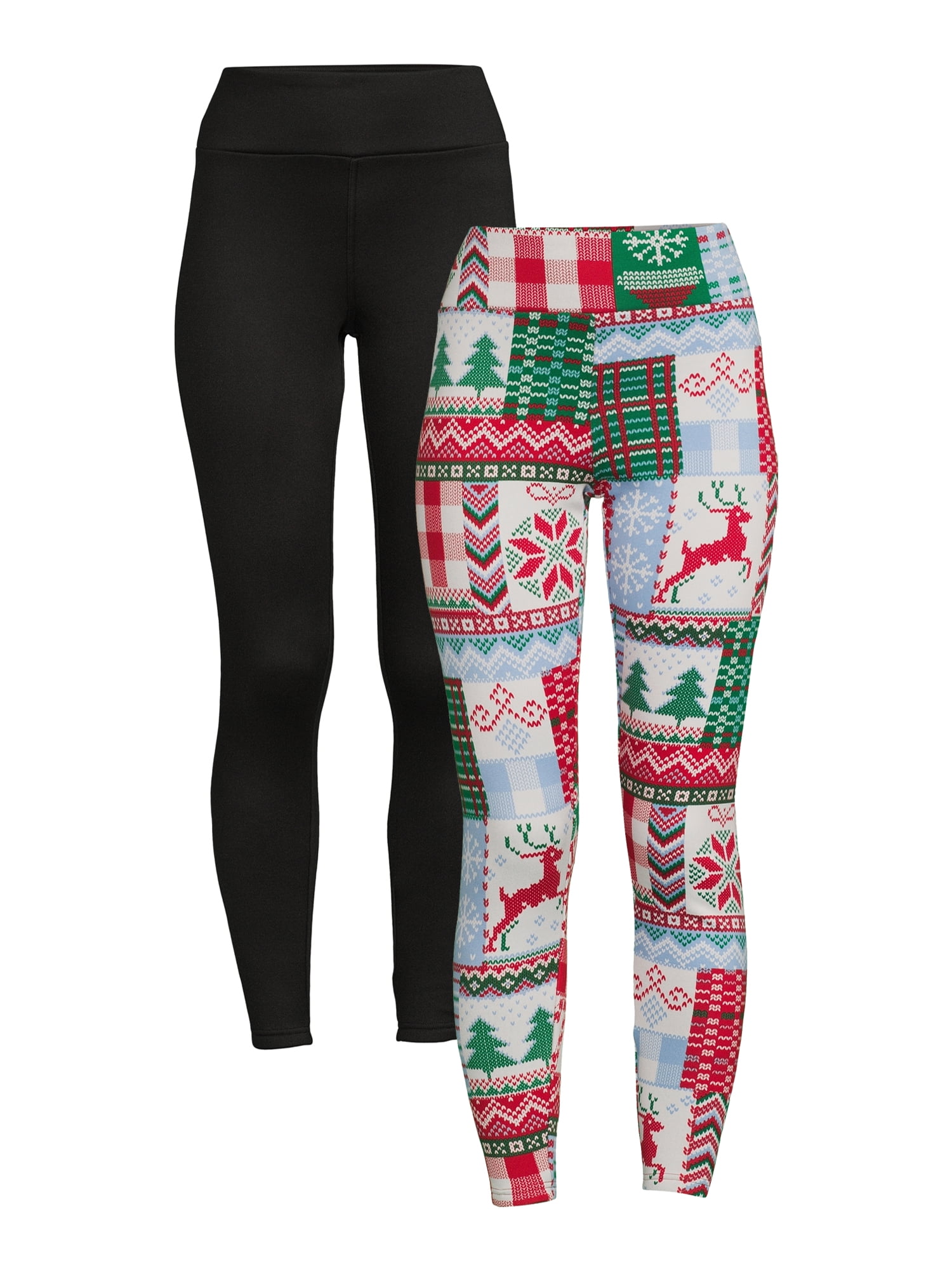 No Boundaries Juniors' Faux Fur Lined Christmas Leggings, 2Pack