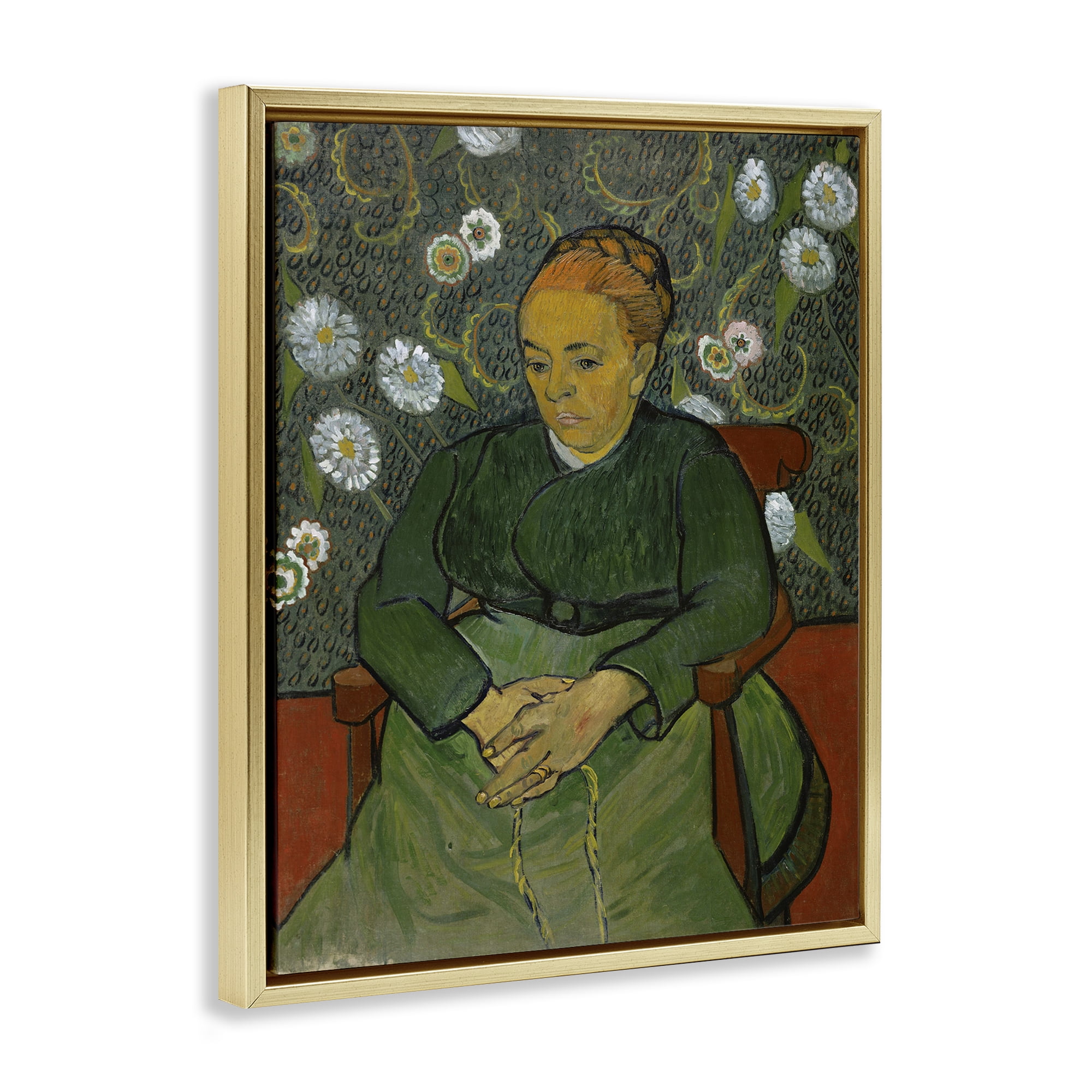 Stupell Industries Van Gogh Madame Ruolin People Painting Gold Floater Framed Canvas Art Print Wall Art, 17 x 21