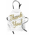 thumbnail image 1 of Thank You Apron, Golden Yellow Tone Glitz Typography Zigzag Gratitude Theme, Unisex Kitchen Bib with Adjustable Neck for Cooking Gardening, Adult Size, Pale Grey Dark Khaki, by Ambesonne, 1 of 4