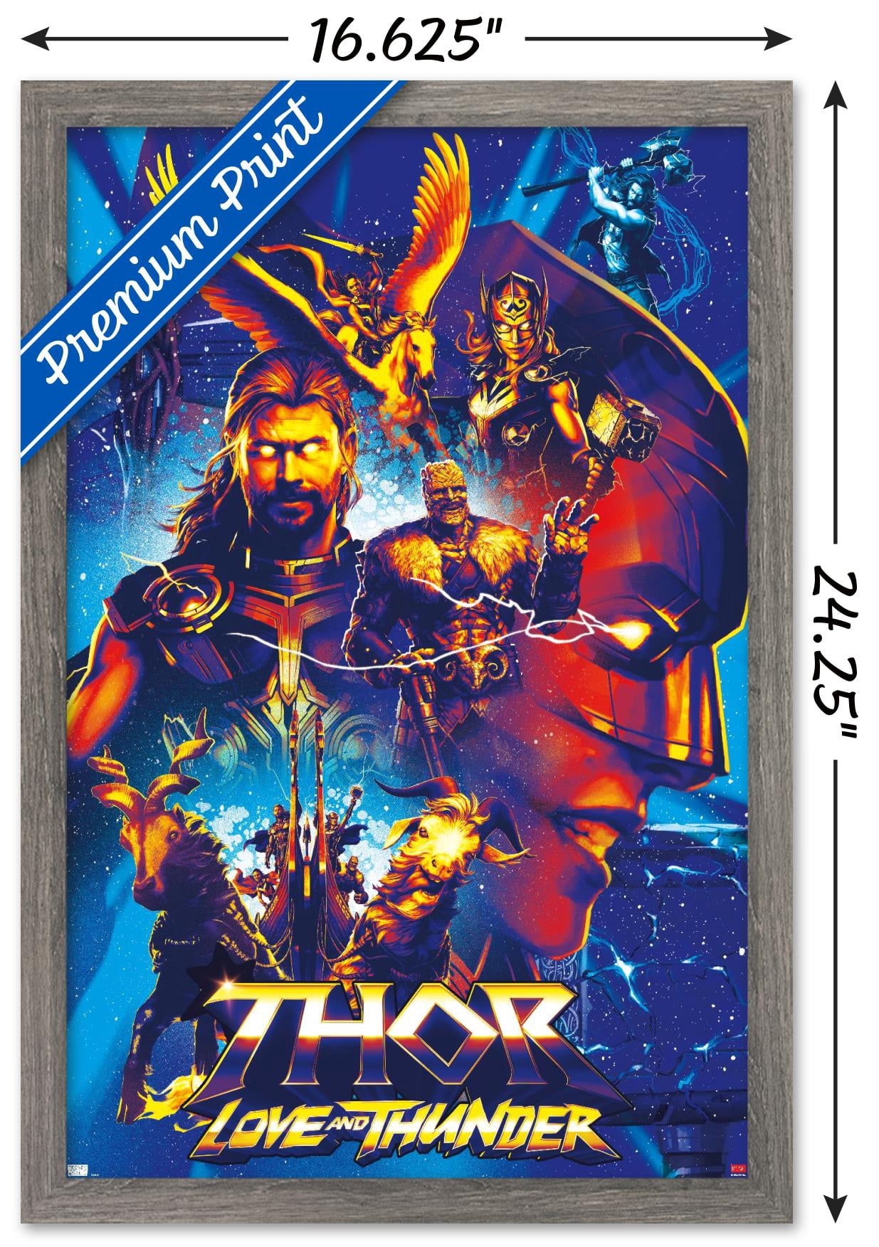 Marvel Thor: Love and Thunder - Group Wall Poster, 14.725" x 22.375" Framed