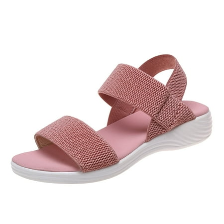 

Yzengfg Summer Oversized Foreign Trade Women s Shoes Casual Elastic Band Back Strap Fly Woven Flat Sole Sandals For Women Sandals Summer Women