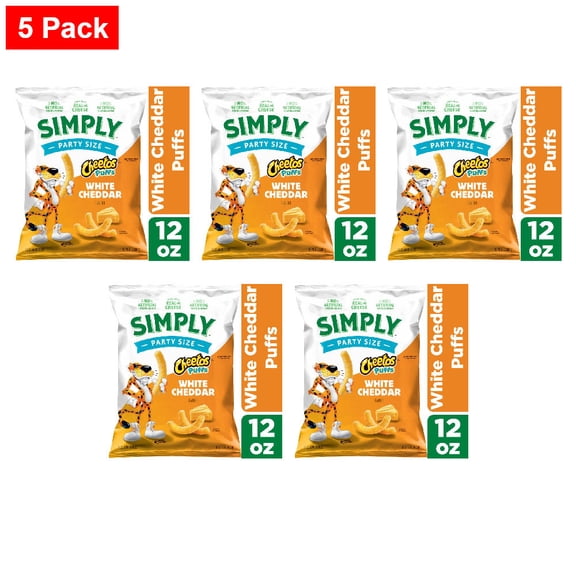 Cheetos Simply Puffs Cheese Flavored Snacks White Cheddar Flavored 12 oz - 5 Pack