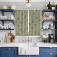 thumbnail image 2 of Sage Green Floral Kitchen Curtains Window Panels, Vintage Spring Botanical Flowers Insulated Window Treatment Curtain, Grommet Curtains for Bedroom/Living Room/Bathroom, 2 Piece 52"Wx84"L, 2 of 8