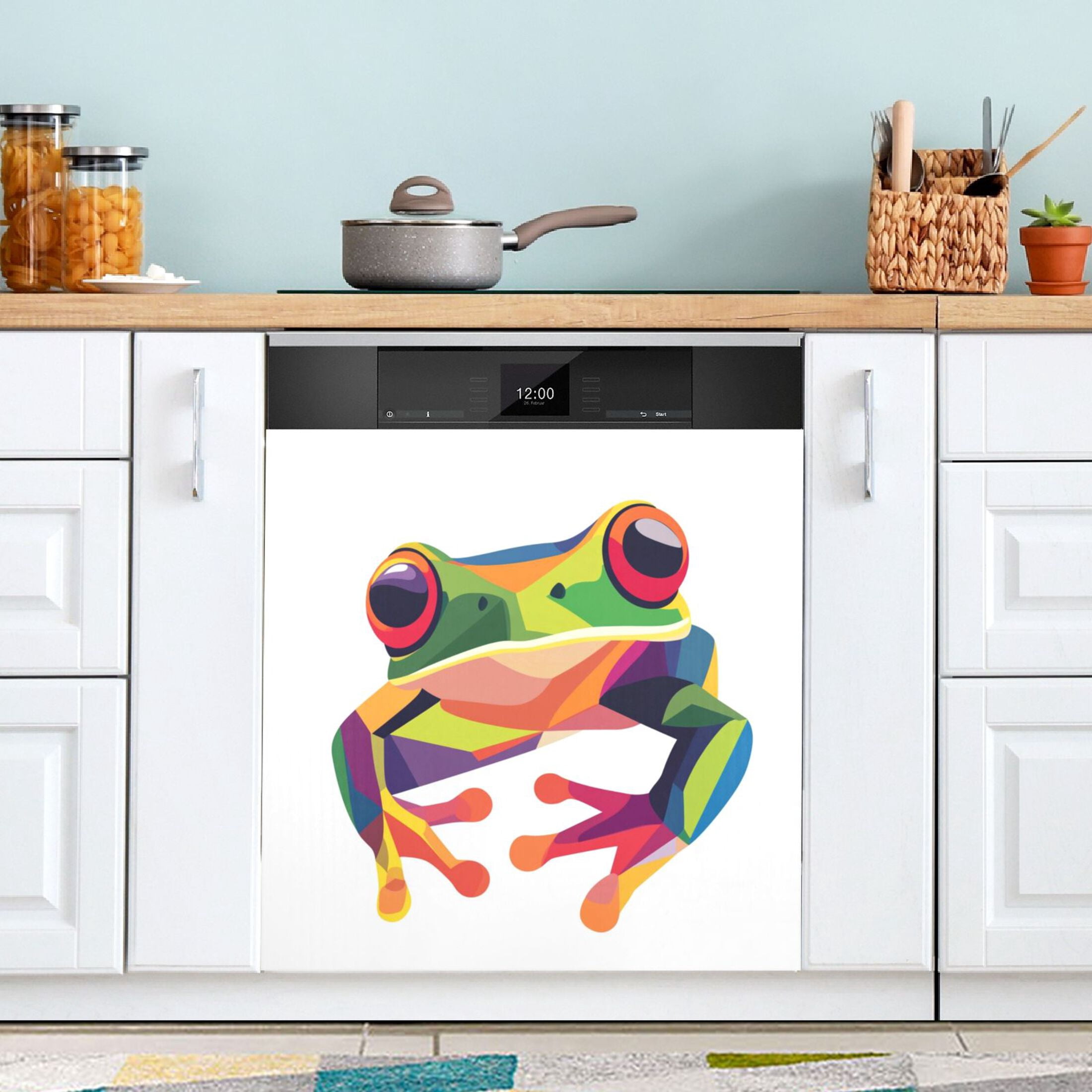 Dishwasher Magnetic Sticker 23x26 Inch Refrigerator Magnetic Sticker Washing Machine Magnetic Sticker Kitchen Panel Magnetic Sticker Home Decor Cute Cartoon Frog