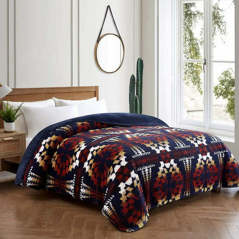 Pendleton Oeko Tex Sherpa Fleece Blanket Lake Blue Navy Queen U.S. Standard Walmart