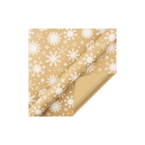 TanSiDing 1pcs Vintage Kraft Wrapping Paper with Christmas Patterns - Large Roll for Holiday Gifts, Festive Present Wrapping, Decorations, Tear-Resistant Paper