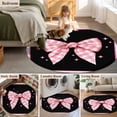 thumbnail image 5 of Round Area Rugs Collection 7 Ft, Pink Bowknot Non-Slip Residential Carpet, Shining Stars Vintage White Plaid Black Indoor Crawling Mats Runner Rugs for Living Room/Dining Room/Bedroom, 5 of 8