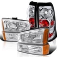 thumbnail image 1 of Spec-D Tuning Chrome Halo Projector Headlights Clear Bumper Lights Compatible with Chevy Silverado 1500 2500 3500 Left + Right Pair Headlamps Assembly, 1 of 7