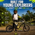 thumbnail image 2 of IVFJFV 500W Electric Dirt Bike for Kids,Up to 17.4MPH & 23.6 Miles,Two Speed Modes, Front & Rear Suspension,Mechanical Disc Brakes, 165 LBS,Beginner-Friendly Handle, All-Terrain,YELLOW, 2 of 9