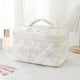 thumbnail image 4 of Bolsa de cosméticos de gran capacidad con cierre de cremallera doble y estampado floral Organizador de maquillaje de viaje para guardar artículos de tocador y papelería, 4 of 6