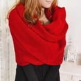 thumbnail image 5 of Ediodpoh Fashion Winter Warm Solid Color Knitted Wrap Scarf Crochet Thick Shawl Cape with Sleeves for Women Red, 5 of 7