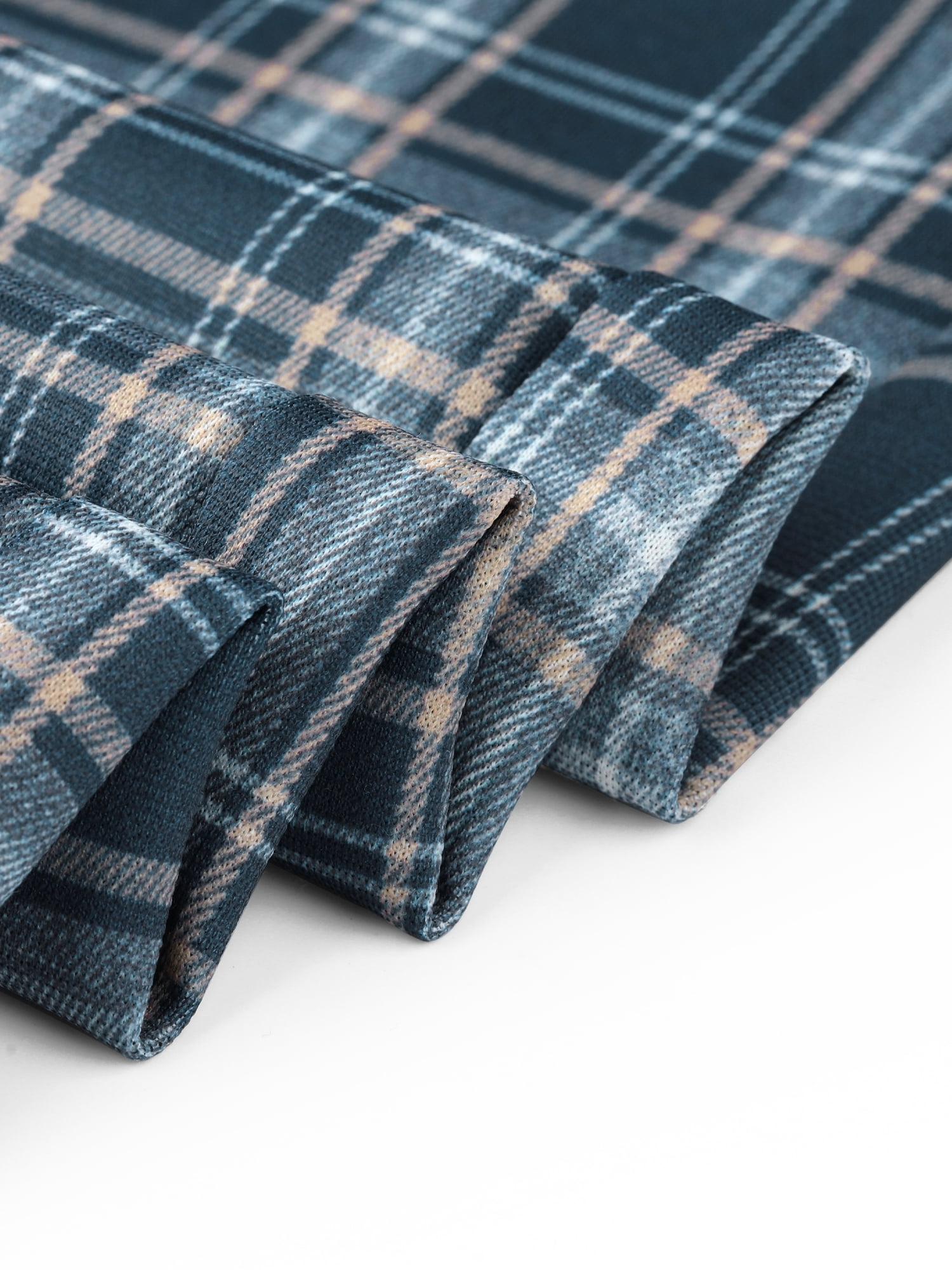 DARING DIVA Women's Plaid Pants High Waisted Tartan Checkered Cropped Pants S Navy Blue