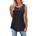 thumbnail image 3 of Blusa de cuello redondo,Blusa de mujer de encaje redondo suelto camiseta femenina sin mangas camiseta sin mangas respuesta rápida, 3 of 6