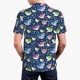 thumbnail image 5 of Vsdgher Colorful Cartoon Shark Print Men's Short Sleeve Stretch Polo Shirt, Moisture-Wicking Performance Polo Shirt, 5 of 8