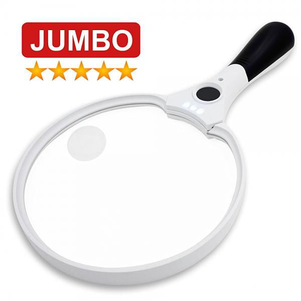 Fancii Extra Large LED Handheld Magnifying Glass with Light B 2X 4X 10X Lens 